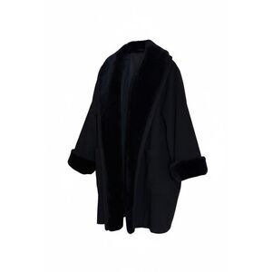 The Limited Wool‎ Blend Faux Fur Shawl Collar Open Front Winter Coat Gray Medium